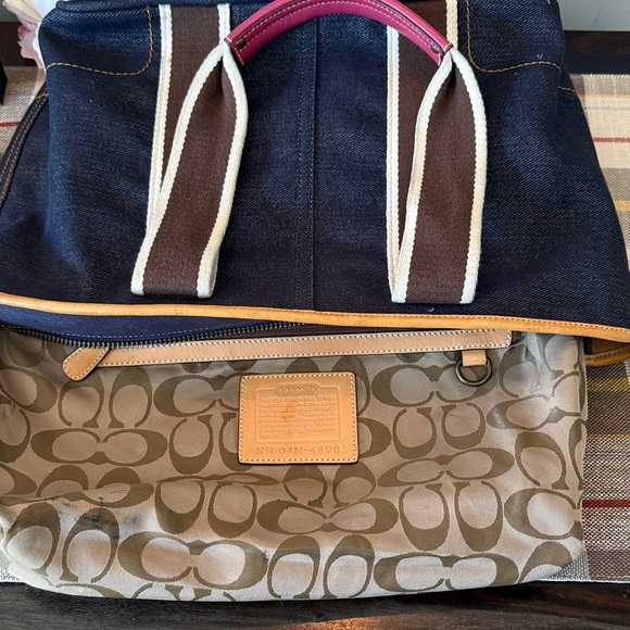 Coach Denim Weekender Tote with Pink and Brown Accents - EUC - Picture 10 of 13